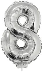 Funny Fashion 8 szám alakú fólia lufi, ezüst, 41, 6 cm
