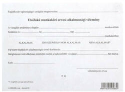  Nyomtatvány elsőfokú munkaköri orvosi alkalmassági vélemény - papir-bolt
