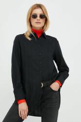 Sisley camasa femei, culoarea negru, cu guler clasic, relaxed 9BYY-KDD0AH_99X