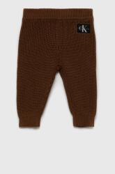 Calvin Klein pantaloni de bumbac pentru copii culoarea maro, neted 9BYY-LGK003_88X