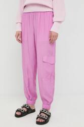 Boss pantaloni femei, culoarea violet, fason cargo, high waist 9BYY-SPD060_40X