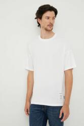Sisley tricou din bumbac culoarea alb, cu imprimeu 9BYY-TSM13Z_00X