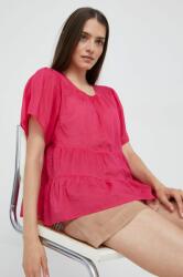 Sisley bluza din bumbac femei, culoarea roz, neted 9BYY-BDD08A_42X