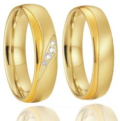 Ékszerkirály Női karikagyűrű hullámos mintával, rozsdamentes acél, aranyszínű, 10-es méret (32835167147_13)