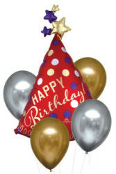 Amscan Szatén Luxe Happy Birthday fólia lufi 5 db-os szett (DPA4203401)