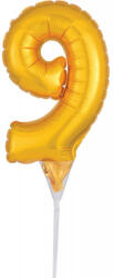 Amscan Gold, Arany 9-es szám fólia lufi tortára 15 cm (DPA3735701)