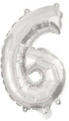 Procos Silver, Ezüst 6-os szám fólia lufi 95 cm (PNN92472)