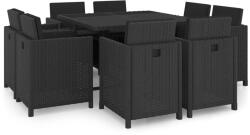 vidaXL Set mobilier cu perne, 9 piese, negru, poliratan 46376