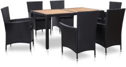 vidaXL Set mobilier cu perne, 7 piese, negru, poliratan 46024