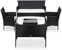 vidaXL Set mobilier cu perne, 5 piese, negru, poliratan 45893