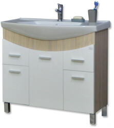 TMP cabinets ZX 85 - SONOMA - lábon álló fürdőszobabútor Sanovit Zenon 6085 porcelán mosdókagylóval 85 cm (400880) - globalvivamarket