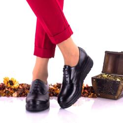 Pantofi dama negri, casual din piele naturala cu siret NA269 - ellegant