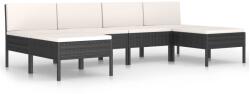 vidaXL Set mobilier cu perne, 6 piese, negru, poliratan 3056986
