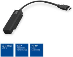  2.5" HDD SSD adapter mobilrack SATA USB-C 3.2 Gen1 fekete ACT (AC1525)