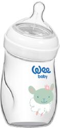 Wee Baby Biberon curbat din sticla Wee Baby Natural, 180 ml, alb (146)