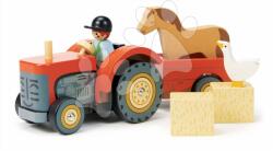 Tender Leaf Fa traktor utánfutóval Farmyard Tractor Tender Leaf Toys gazda figurával és állatkákkal 18 hó-tól (TL8485)
