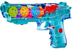 Pistol cu carcasa transparenta, cu lumina si sunet, viu colorat, 14x4x25 cm (NBN000YJ-Q001)