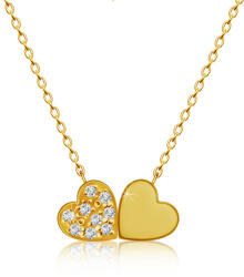 Ekszer Eshop Gyémánt nyaklánc 14K sárga aranyból - összekapcsolodó kis szívek, tiszta briliánsokkal