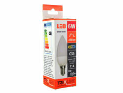 Trixline LED izzó gyertya 6W-C35-E14-2700K - MELEG fehér