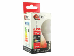Qtek LED izzó kisgömb 5W-P45-E14-2700K - MELEG fehér