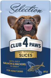 CLUB 4 PAWS Premium Plus Selection Hrana pentru caini adulti de talie mica -Bucati de somon si macrou in sos, 12x85g