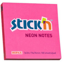 STICK N Öntapadó jegyzettömb STICK'N 76x76mm neon pink 100 lap (21165) - papir-bolt