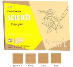 STICK N Öntapadó jegyzettömb STICK'N Kraft notes 150x215mm mintás natúr barna 75 lap (21809) - papir-bolt