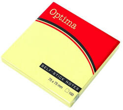 Optima Öntapadós jegyzettömb OPTIMA 75x75mm sárga 100 lap (122910) - papir-bolt