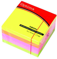 Optima Öntapadós jegyzettömb OPTIMA 75x75mm neon mix 450 lap (122937) - papir-bolt