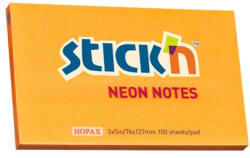 STICK N Öntapadós jegyzettömb STICK'N 76x127mm neon narancs 100 lap (21168)
