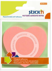 STICK N Öntapadó jegyzettömb STICK'N 70x70mm 360°-ban tapadó szív forma rózsaszín 50 lap (21545) - papir-bolt