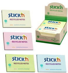 STICK N Öntapadó jegyzettömb STICK'N 78x127mm újrahasznosított pasztell mix 4x3x100 lap (21435)