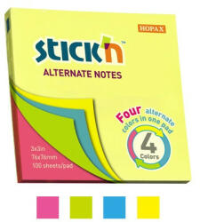 STICK N Öntapadós jegyzettömb STICK'N 76x76mm neon mix 100 lap (21822)