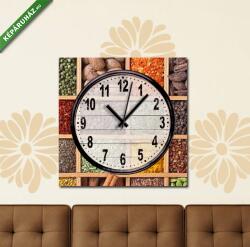 Vászonkép óra, Premium Kollekció: fadoboz fűszerekkel és fűszernövényekkel(25x25 cm C01)