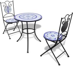 vidaXL Set mobilier bistro 3 piese, albastru/alb, plăci ceramice 271771