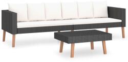 vidaXL Set mobilier cu perne, 2 piese, negru, poliratan 3059335