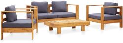 vidaXL Set mobilier cu perne, 4 piese, gri, lemn acacia 278916