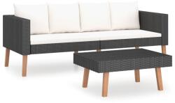 vidaXL Set mobilier cu perne, 2 piese, negru, poliratan 3059336