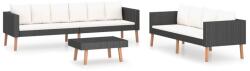 vidaXL Set mobilier cu perne, 3 piese, negru, poliratan 3059337