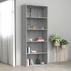 vidaXL Bibliotecă 5 niveluri gri sonoma 80x30x189 cm lemn compozit (815403) Biblioteca
