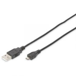 ASSMANN USB 2.0 Csatlakozókábel [1x USB 2.0 dugó, A típus - 1x USB 2.0 dugó, mikro B típus] 1.80 m Fekete Kerek, Kettős árnyékolás