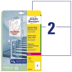 AVERY Etikett AVERY L8002-10 210x148mm antimikrobiális fehér 20 címke/doboz 10 ív/doboz (L8002-10)