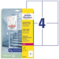 AVERY Etikett AVERY L8003-10 105x148mm antimikrobiális fehér 40 címke/doboz 10 ív/doboz (L8003-10) - papir-bolt