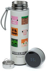Puckator Minecraft mintás rozsdamentes acél thermo palack, digitális hőmérővel, 450 ml, Minecraft Skinek (PCT-BOT184) - officetrade