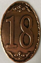  Fém címke réz ovál kicsi évszámos 18