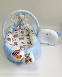 MyKids Babynest Plush MyKids 0193 Teddy Blue - bekid Lenjerii de pat bebelusi‎, patura bebelusi