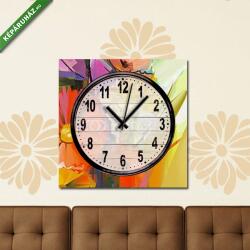 Vászonkép óra, Premium Kollekció: Absztrakt tavaszi virág (olajfestmény reprodukció)(25x25 cm C01)