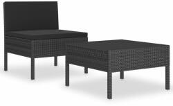 vidaXL Set mobilier cu perne, 2 piese, negru, poliratan 310199