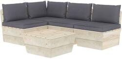 vidaXL Set mobilier din paleți cu perne, 5 piese, lemn molid 3063480