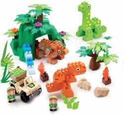 Ecoiffier Joc de construit cu dinozauri Abrick Dinoland Écoiffier cu două figurine și un vehicul de la 18 luni (ECO2995)